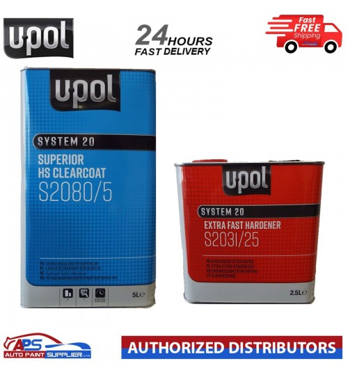 UPOL SUPERIOR HS CLEARCOAT S2080/5 5L -WITH 2.5L S2031/25 EXTRA FAST HARDENER 7.5L KIT